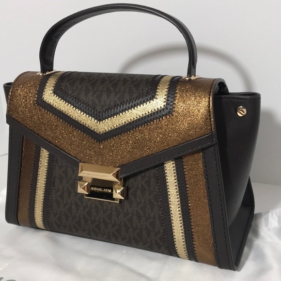 Michael Kors Whitney brown pale gold satchel bag - Picture 3 of 12